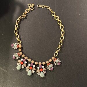 J. Crew Gold Necklace with Purple and Red Accents